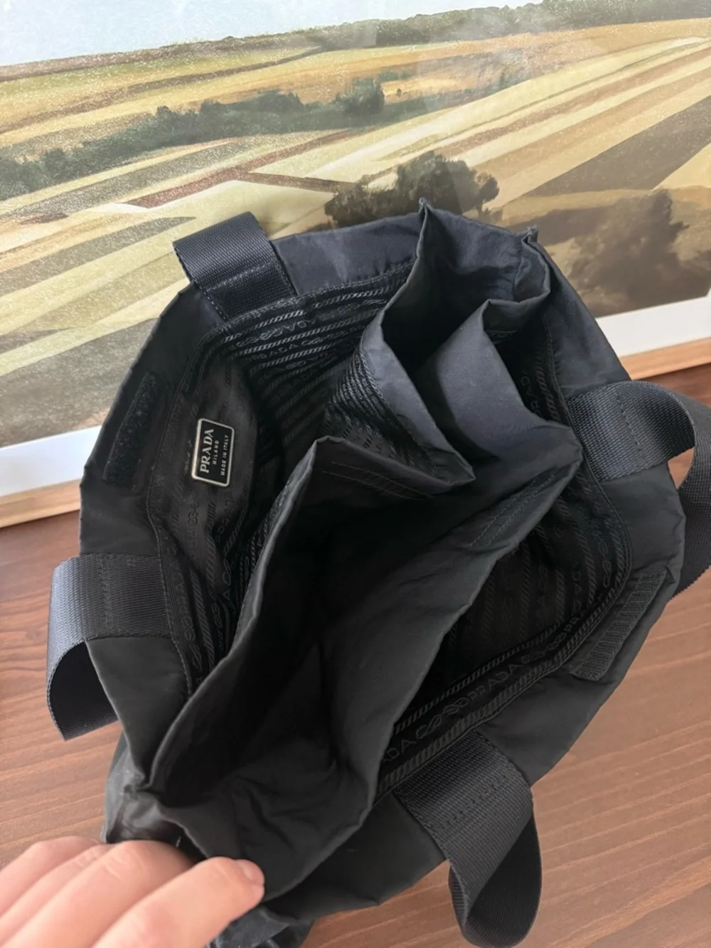 Prada Black Nylon Shopper Tote Bag